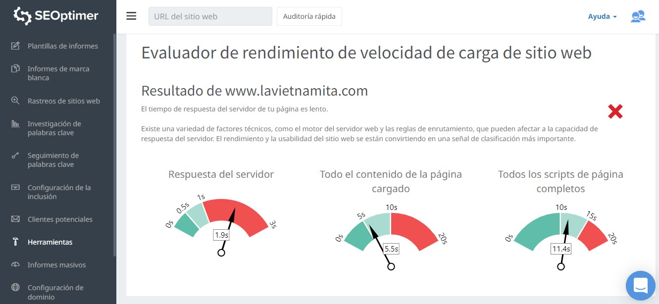 seoptimer website speed checker